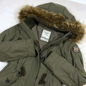 Abrigo Parka Y2K Abercrombie & Fitch Piel Sintética Con Capucha Utilidad Prendas Exteriores Verde S - Imagen 1 de 14