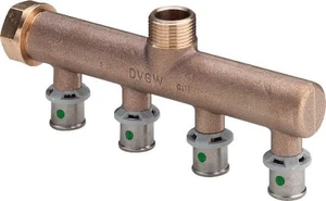 Viega Verteiler mit SC Sanfix P 2126.05 in 16mm x G3/4 - 4fach Rotguss - Bild 1 von 4
