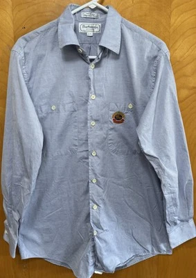 Burberrys Of London Mens 15 -33 Embroidered Crest Button Up Long Sleeve Lt Blue - Image 1 of 4