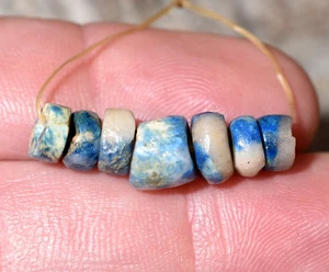 Alter blauer Skorzalit ausgegrabener Stein Perlen Industal nach Mauretanien, Afrika - Bild 1 von 6