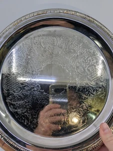 Vintage International Silver Co Serving Tray Silver Plate Round Platter 15 Inch - Picture 1 of 5