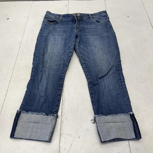 KUT From The Kloth Jeans Womens 12 Blue Cuffed Cropped Hem Stretch Denim - Picture 1 of 9