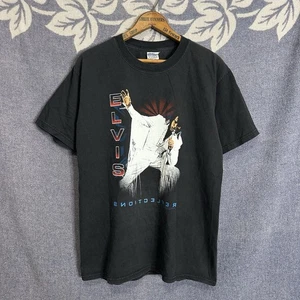 Vintage 2002 Elvis Presley Reflections doppelseitiges T-Shirt schwarz Medium Y2K - Bild 1 von 5