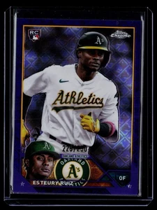 2023 Topps Chrome Logofractor Edition #99 Esteury Ruiz Viola Rifrattore - Foto 1 di 2