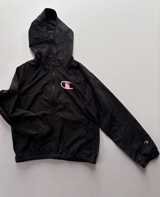 Chaqueta Champion para niña negra con capucha cremallera completa, talla grande Foto 1 de 4