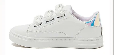 Zapatillas deportivas Lands End para mujer 8,5 grandes niños 7 tacón iridiscente blancas fáciles de poner NUEVO Foto 1 de 4