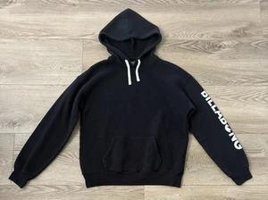 Billabong Pullover Hoodie Boys Medium Black White Sleeve Spellout Sweatshirt - Picture 1 of 12