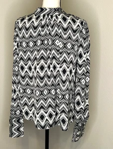 Blusa Joie Diseño Geométrico Mangas Largas Nueva con Etiquetas Pequeña Negra Blanca Falsa Tortuga - Imagen 1 de 8