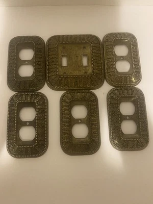 Lote de 6 placas de interruptor de luz de latón vintage 1968 American Tack & Hardware Foto 1 de 4
