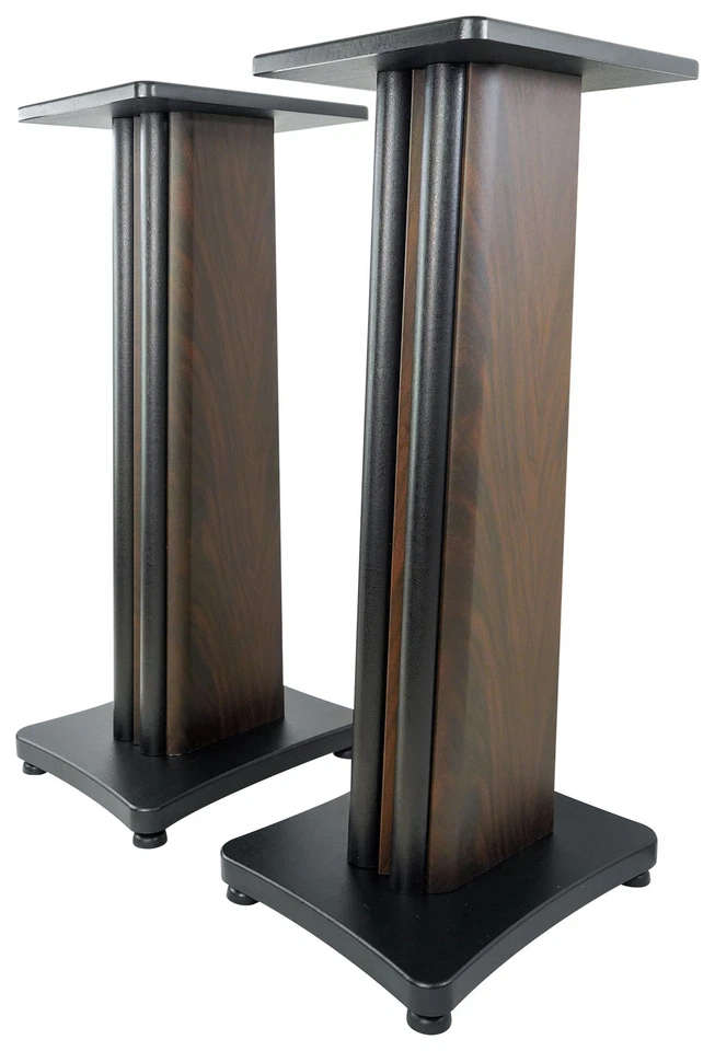 (2) Rockville SS28D Dark Wood Grain 28" Speaker Stands Fits Fluid Audio FA-C5