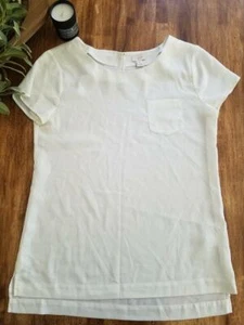 J. Crew Factory Fluido Bolsillo Blanco Camisa Top Blusa Camiseta Drapeada T XS Primavera - Imagen 1 de 4
