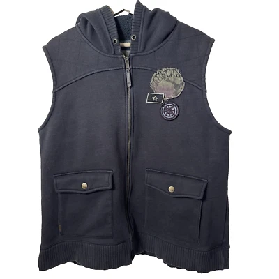 CABELAS Mens Charcoal Gray Vest Hooded Sweatshirt Patches Outdoor Gorpcore 2XL - Image 1 of 4