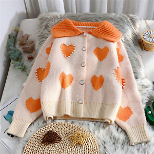 Koreańska moda damska słodki płaszcz dzianinowy kardigan kawaii preppy casual sweter