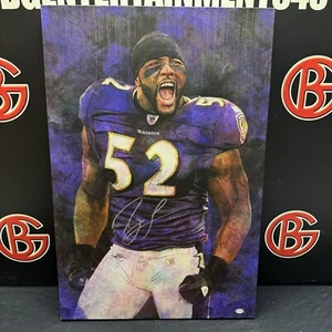 Ray Lewis Signed Baltimore Ravens 20”x30” Canvas HUGE AUTO Autographed PSA COA - Picture 1 of 4