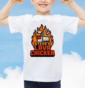 Steve's Lava Chicken Adult Kids T-Shirt Jockey Rider Gaming Funny Craft T shirt - Picture 1 of 10