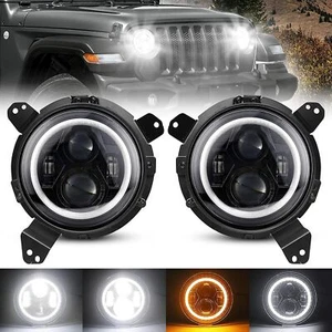 Pair 7" LED Hi/Lo Beam DRL Headlight+Brackets for Jeep Wrangler JL JLU 2018-2022 - Picture 1 of 12