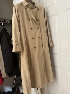 Burberrys' Prorsum Solid Tan Belted Nova Check Lined Full Length Trench Coat XL - Picture 1 of 6