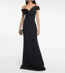 Alexander McQueen Drape Off-The-Shoulder Side Slit Gown - Picture 1 of 11