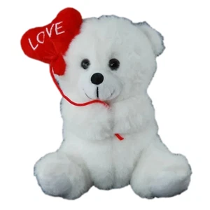 Globo corazón rojo oso blanco con amor juguete de peluche suave de 18 cm regalo de San Valentín - Imagen 1 de 5