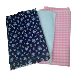 Fabric Bundle Lot Vintage Peter Pan Floral Pink Gingham Blue Spring Easter Piece