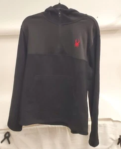 Spyder Hombre Rojo Corredor 1/4 Cremallera Pullover Cálido Sudadera con Capucha Negro Grande - Imagen 1 de 6