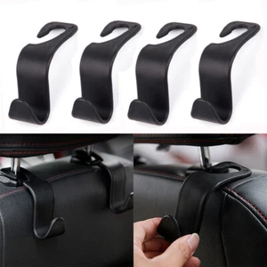 4PCS Car Seat Hook Purse Bag Hanger Bag Organizer Holder Clip Black Accessories - Picture 1 of 12