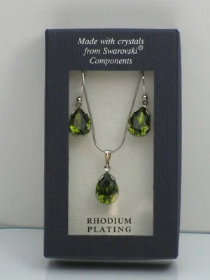 Anhänger + Ohrstecker Set mit Swarovski Kristallen..Verschiedene Farben. - Bild 1 von 4