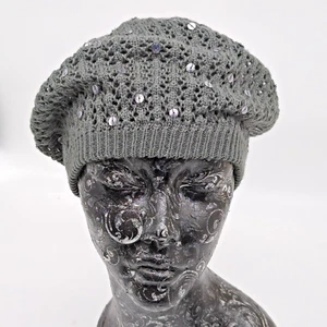 Candie's Knit Beanie Gray Sequined Women's - Picture 1 of 8