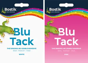 2 x Bostik Blu Tack Pink White Mastic Adhesive Glue (1 pink 1 White) - Picture 1 of 1