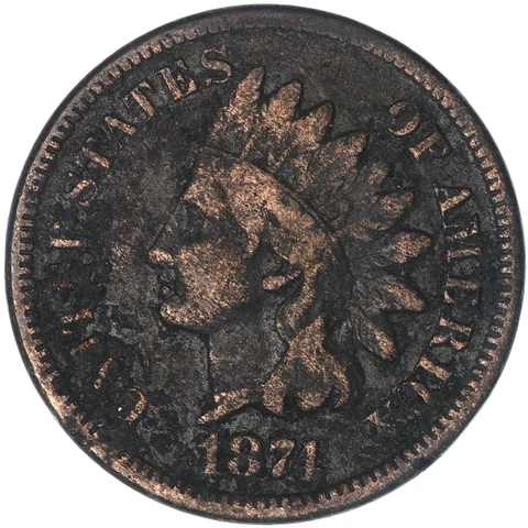 1874 (P) Indian Head Cent Very Good Penny VG Dark See Pics F019 Cover