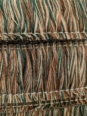 Vintage CONSO 1 3/4" Brush Fringe Trim Tan/Green/Rust 011722 W10 Duchess BTY - Image 1 of 4