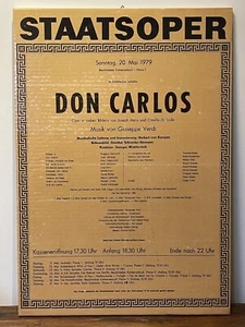 VTG STAATSOPER WEIN OPERA 1979 Don Carlos Poster 17x24 RARE GIUSEPPE VERDI - Picture 1 of 4