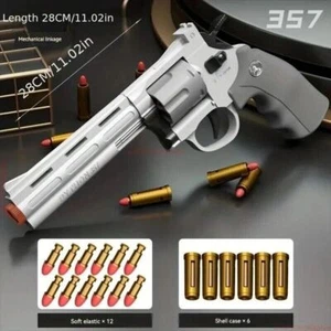 Revolver Soft Bullet Toys Gun Blasters Gun Pistol with Foam Pellet Shell 28CM - Picture 1 of 11