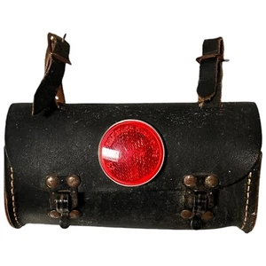Vintage Leather Bike Bicycle Saddle Bag Small Stratolite Reflector Metal Clasps - Picture 1 of 13