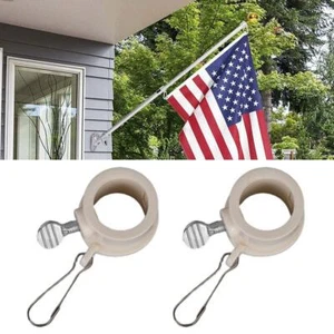 2xFlag Pole Rings Rotating Flagpole Flag Mounting Rings Carabiner H4Y8 Kit HOTU - Picture 1 of 8