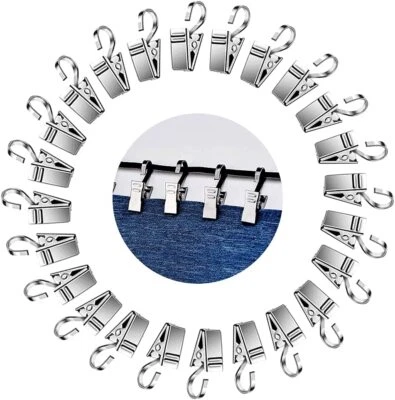 YIXISI 100 Pezzi Clip per Tendine con Gancio, Multifunzione Antiruggine Clip Ten - Immagine 1 di 4