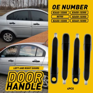 4pcs Outer Door Handle Front & Rear LH RH For 2006 - 2011 Hyundai Accent Black - Picture 1 of 9