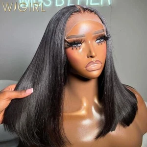 Brazilian Short Bob Human Hair Wigs Bone Straight Transparent Lace Frontal Wig - Bild 1 von 17