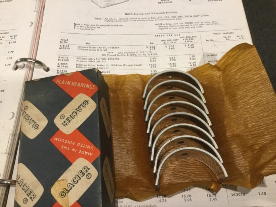 Подшипники соединительного стержня Glacier B4173. +.030. 1954-59 Hillman Minx VIII—2/18— - Изображение 1 из 1