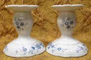 pair Seltmann Weiden "Barvarian Blue" Christina porcelain candlestick holders - Picture 1 of 5