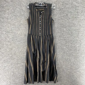 Banana Republic Dress Women 0 Black Striped Maxi Long Button Sleeveless Cotton - Picture 1 of 7