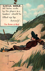 Comic Golf Local Rule Signed Laying in Bunker English Vintage 1914 Postcard