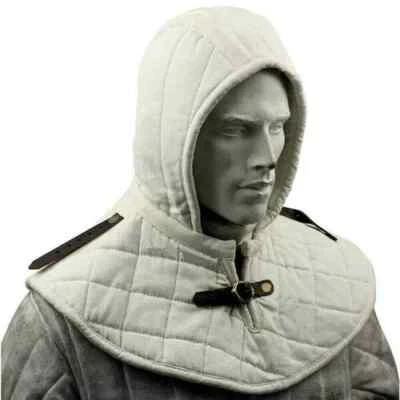 Medieval Cotton Padded Collar and Coif Arming Collar Protector Larp Vest Sca - Image 1 of 4
