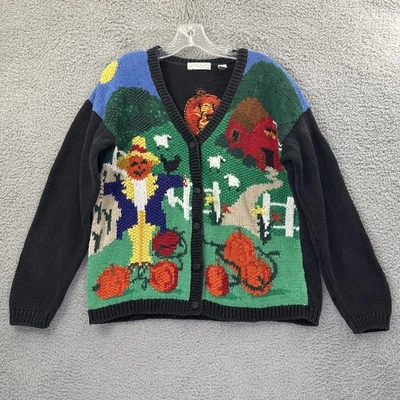 Vintage Lord & Taylor Scarecrow Cardigan Sweater Fall Pumpkin Women's Medium - Image 1 of 4
