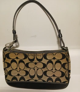 Coach Signature Demi Mini Pouch Handtasche Canvas Leder Beige Schwarz Vintage Y2K - Bild 1 von 12