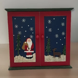 Weihnachtsmann Adventskalender Schrank Holzausschnitt Weihnachtsmann Design 24 handbemalte Schubladen - Bild 1 von 17