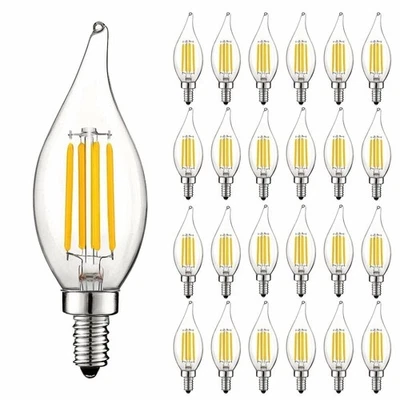 24x Luxrite 5W Vintage Candelabra LED Bulb Dimmable 4000K 550lm Cool White E12 - Image 1 of 4
