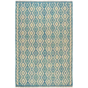 Kelim Afghan 290x200 cm Handgewebter Orientteppich Wolle Carpet Rug Blau - Picture 1 of 12