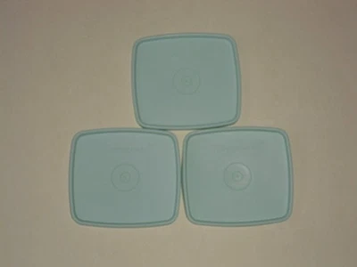 3 tapas de repuesto Tupperware #310 verde menta azul cuadrados sellos redondos Foto 1 de 4