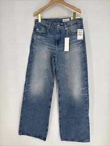 Jeans nuovi con etichette AG Los Angeles Adria vita bassa gamba larga donna 27 blu prezzo al pubblico consigliato $245 - Foto 1 di 6